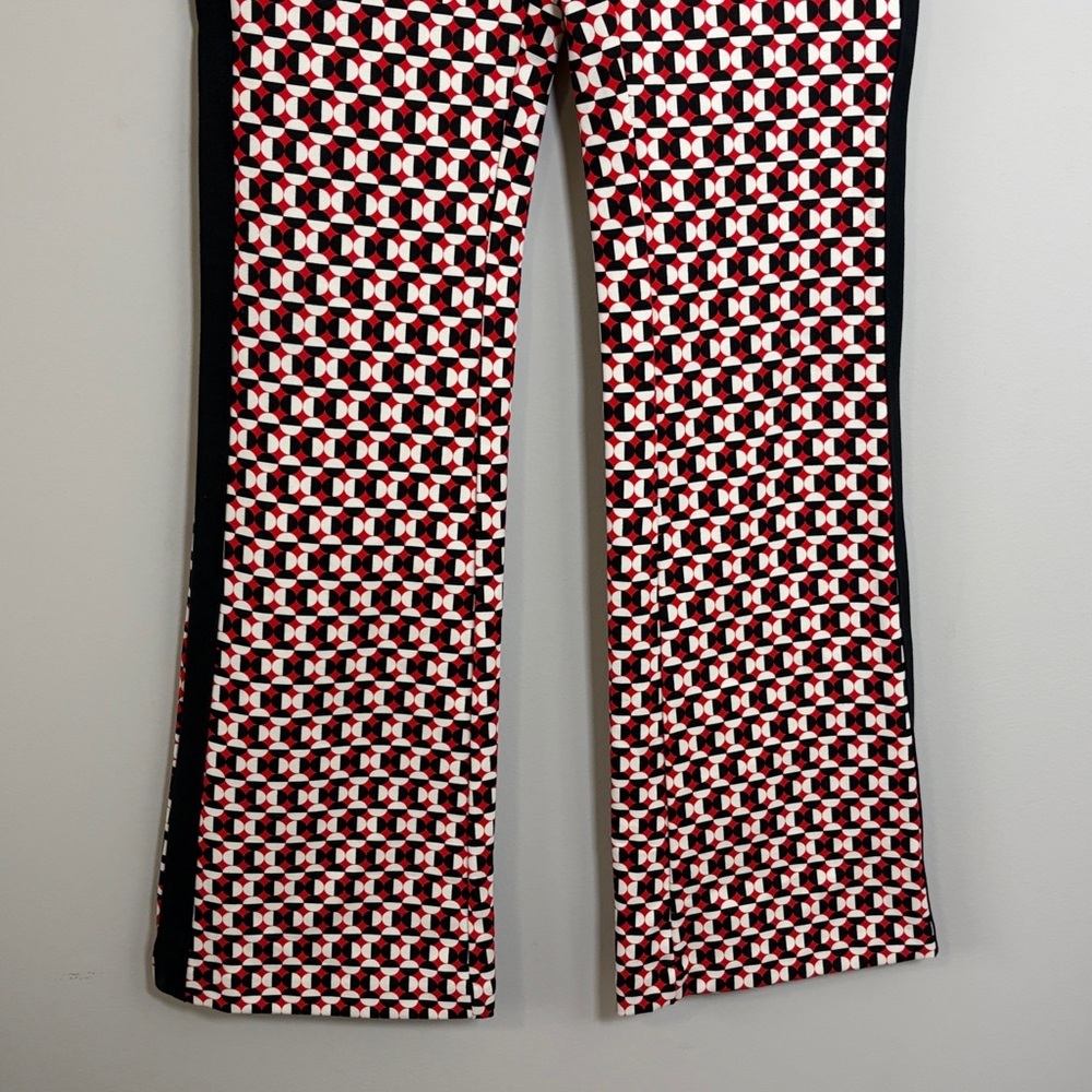 Anthropologie Maeve The Margot Kick Flare Pants Red Geometric Pull On Sz XS - Picture 7 of 15